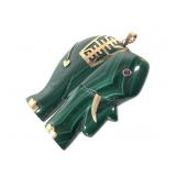 14K YG Carved Malachite Elephant Pendant