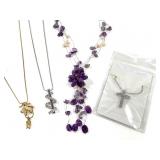 4 Pcs Metal Crystal Necklaces