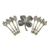 Vtg Italian Spoons & White Gold Plate Clover
