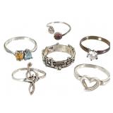 Sterling 12g 6 Rings Sz 7 - 9 1/2