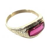 14K YG & Ruby Ring 4.4g TW Sz. 6