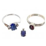 Sterling 5g Pink Tourmaline Sz 7 Cats Eye Sz 8.5