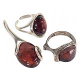 Sterling 14g Cherry Amber Pendant W Rings