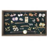 Mens Lapels Cufflinks Tie Clip Sterling Money Clip