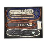 9 Crystal Bead Faux Pearl Necklaces W Loose Beads