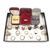 18 Pcs Costume Rings W/ 3 Cases