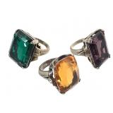 Sterling Rings W/ Faux Stones Three