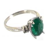 14K WG Emerald & Topaz Ring 2.5g TW Sz. 5