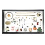 Gold Color Pins And Christmas Costume Jewelry