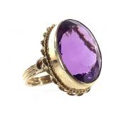 14K Oval Purple Topaz Ring 8.1g TW Sz. 6.5