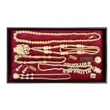 Carved Bone Necklace And Earring