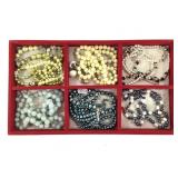 6 Pcs Faux Pearl Costume Necklaces
