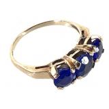 10K YG Tanzanite 3 Stone Ring 2.7g Sz. 7