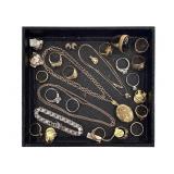 14K Electroplate 20 Rings 3 Bracelets 2 Pendants +