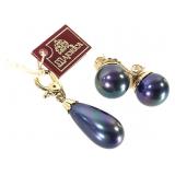 Sterling 12g Majorica Pearl Earrings & Pendant