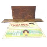 Vintage Wood & Tin Metal Signs (4 total)