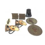 Sphinx Bookends, Brass Plates, Ram