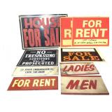 Tin Metal & Paper Vtg Common Signs (For Sale, etc