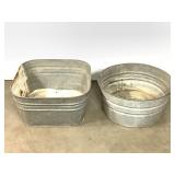 2 Galvanized Washtub Basins