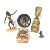 Figural Egyptian Nefretiti, Horus, Bronze, Aztec