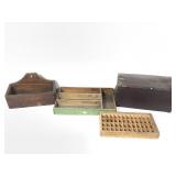 Small Wooden Trunk Wall Box Div Tray & Type Set