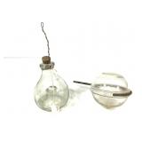 Hand Blown Glass Fly Trap & Early Glass Float