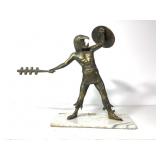 Casted Aztec Warrior on Marble Base (Brass Finish)