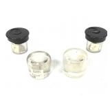 4 Vintage Inkwells 2 w/ Plastic Lids