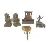 Iron Sphinx Book Ends-Motif Bronze Mirror &Ashtray