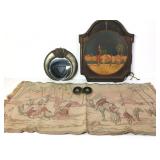 Egypt. Nickel Plate Brass Mirror, Buckle, Scenic