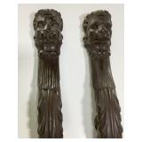 Pair Antique Hand Carved Corbels w/ Lions Head