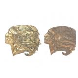 Pair of NA in Headdress Brass Profile Plaques