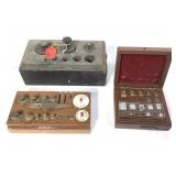 Three Partial Sets Brass Scale Weights in Boxes