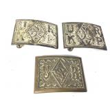 Three Knights of Pythias Belt Buckles w Lily