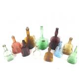 11 Colored Glass Stringed Instrument Bottles
