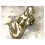 Figural Brass Mermaid Statue