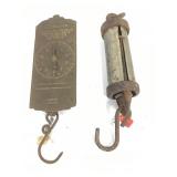 2 Vtg Hanging Spring Scales (Chatillions, Vulcan)