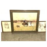 2 Framed N.A. Indian Photos & Lg. N.A. Painting