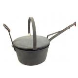 Double Handled Cast Iron Kettle w/ Lid & Strainer