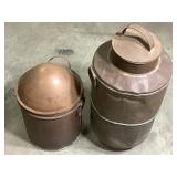 2 Copper Cans Both w/ Lids & Bail Handles