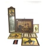 7 Vintage Native American Framed Items + Post Card