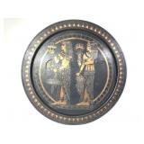 Large 25" Egyptian Copper Tray Etched w Inlays