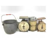 VTG Kitchen Items Scales Enameled Pair Canister