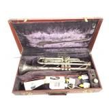 VTG Blessing XL Silver Toned Trumpet w Case