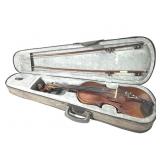 VTG Violin w Case & 2 Bows 1795 Label - Damage