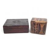 Carved Wood Trinket Boxes 2Pcs