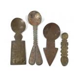 4 Brass Snuff Spoons