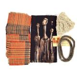 Skein of Yarn Beads Raffia Table Mats & Fabric