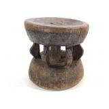 Carved Wood Stump Stool