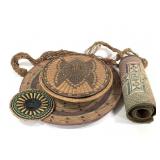 Raffia Mat With Net And Baskets